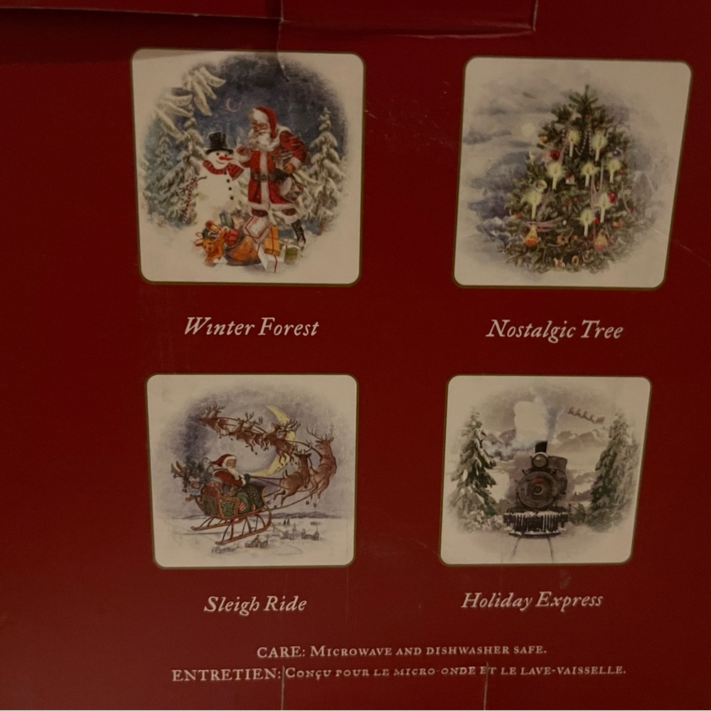 Pottery Barn Nostalgic Winter Forrest Appetizer Plates - Set of 4 - NIB - Picture 8 of 10